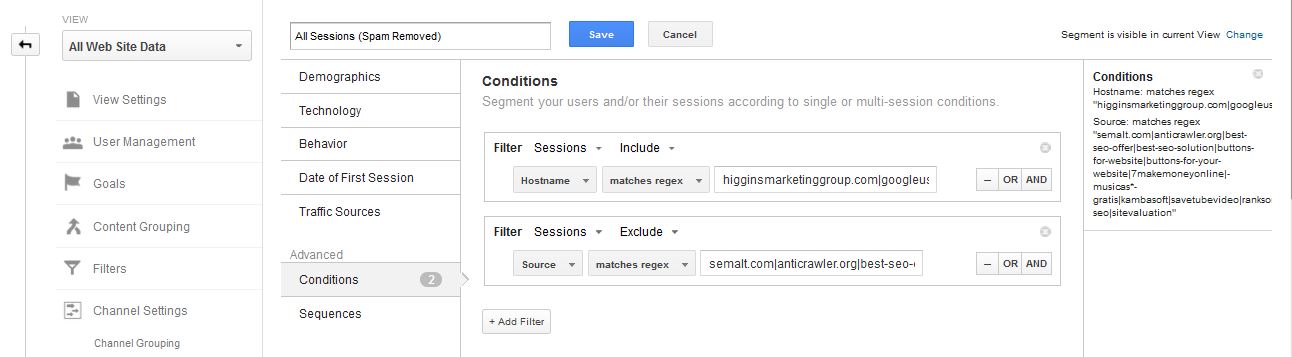 Higgins Marketing Group How to DE-SPAM Your Google Analytics Account in 5 Minutes - Edit1
